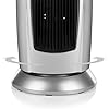 calefactor de torre cerámico Silver, 1000-2000W. Eficaz y potente, ideal para calentar cualquier espacio. Su oscilación distribuye el calor uniformemente con un diseño moderno.